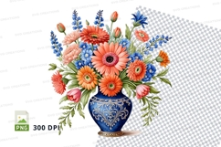 Flower bouquet in vase clipart png Product Image 1