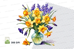 Clipart png of a bouquet of flowers in a vase Product Image 1