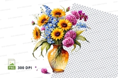 Flower bouquet in vase clipart png Product Image 1