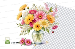 Flower bouquet in vase clipart png Product Image 1