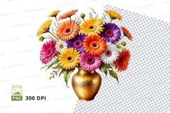 Vase with colorful gerbera daisies clipart png Product Image 1