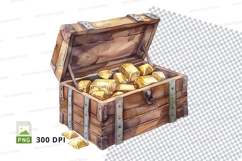 Treasure chest with gold bars clipart png Product Image 1