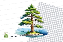 Watercolor pine tree island illustration Product Image 1