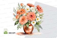 Floral bouquet in vase clipart png Product Image 1