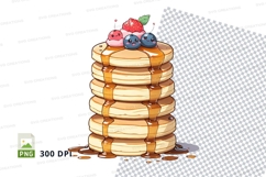 Stack of pancakes with berries clipart png Product Image 1