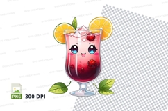 Cute cartoon drink mockup with lemon and cherry Product Image 1
