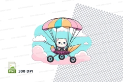 Cartoon cat in hot air balloon clipart png Product Image 1