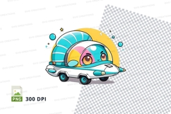 Cartoon snail in a car clipart png Product Image 1