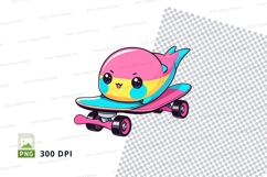 Cartoon bird on skateboard clipart png Product Image 1