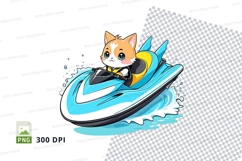 Cartoon cat on a wakeboard mockup Product Image 1