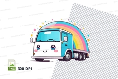 Cartoon rainbow truck clipart png Product Image 1