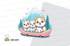 Cute corgi dogs in a boat clipart png Product Image 1
