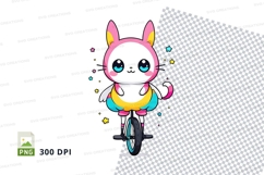 Cartoon cat on unicycle clipart png Product Image 1