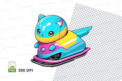 Cartoon cat riding skateboard clipart png Product Image 1