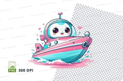 Cartoon robot on a surfboard clipart png Product Image 1