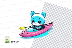 Cartoon panda kayaking clipart png Product Image 1