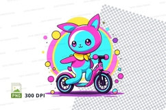 Cartoon cat riding scooter clipart png Product Image 1