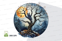 Round plate mockup with tree and owl design Product Image 1