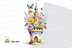 Castle-shaped flower pot clipart png Product Image 1
