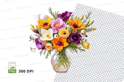 Flower bouquet in vase clipart png Product Image 1