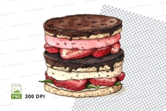 Clipart png of strawberry ice cream sandwich stack Product Image 1