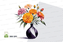 Watercolor bouquet in purple vase Product Image 1