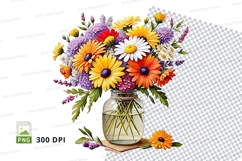Flower bouquet in mason jar clipart png Product Image 1