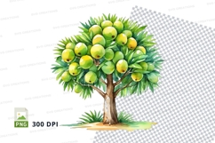 Watercolor tree with green apples clipart png Product Image 1