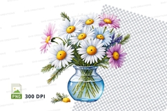 Flower bouquet in blue vase clipart png Product Image 1