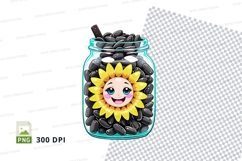 Cartoon sunflower in a jar of sunflower seeds mockup Product Image 1