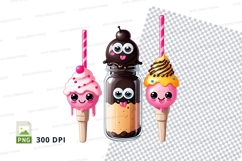 Cute ice cream and cookie jar clipart png Product Image 1