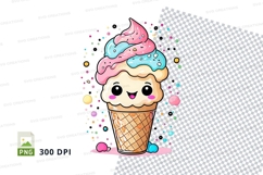 Cute cartoon ice cream cone clipart png Product Image 1