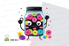 Cute mason jar clipart with colorful buttons Product Image 1