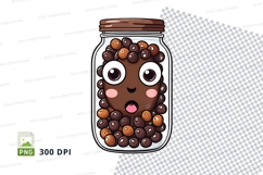 Cartoon coffee beans in a mason jar clipart png Product Image 1