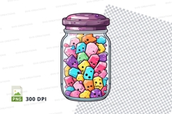 Jar of colorful kawaii hearts clipart Product Image 1