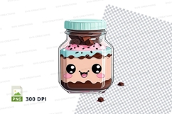 Cute cartoon jar of chocolate dessert clipart png Product Image 1