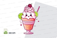 Cute cartoon ice cream sundae clipart png Product Image 1