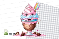 Cartoon ice cream sundae clipart png Product Image 1