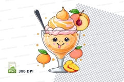 Cute peach ice cream sundae clipart png Product Image 1