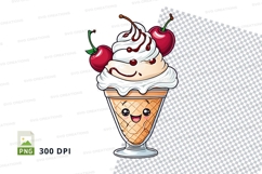 Cartoon ice cream sundae clipart png Product Image 1