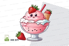 Strawberry ice cream sundae clipart Product Image 1