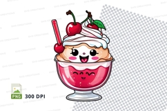Cute cartoon ice cream sundae clipart png Product Image 1