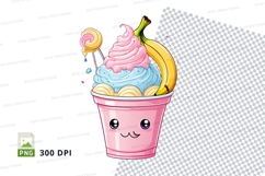 Kawaii ice cream cup clipart png Product Image 1