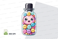 Jar with cartoon character and macarons clipart png Product Image 1