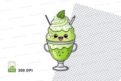 Cartoon mint ice cream sundae clipart png Product Image 1