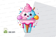Cute cartoon ice cream clipart png Product Image 1