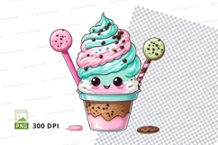 Cute cartoon ice cream cupcake clipart png Product Image 1
