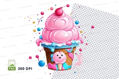 Pink ice cream cupcake clipart png Product Image 1