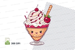 Illustrated ice cream sundae clipart png Product Image 1