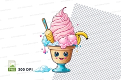 Cartoon ice cream sundae clipart png Product Image 1